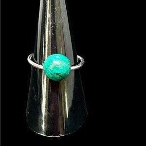 Round malachite adjustable stainless steel Ring